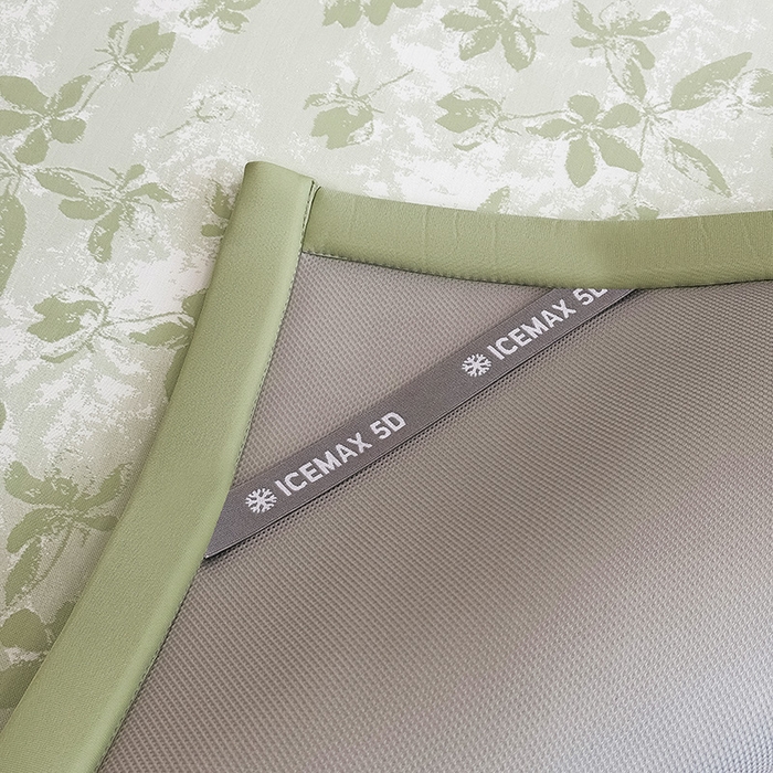 91家纺网 家纺一手货源 找家纺 全季家居 2025新款5A乙纶全PE花卉轻奢提花凉感软凉席席子 繁花似锦-浅绿 床席