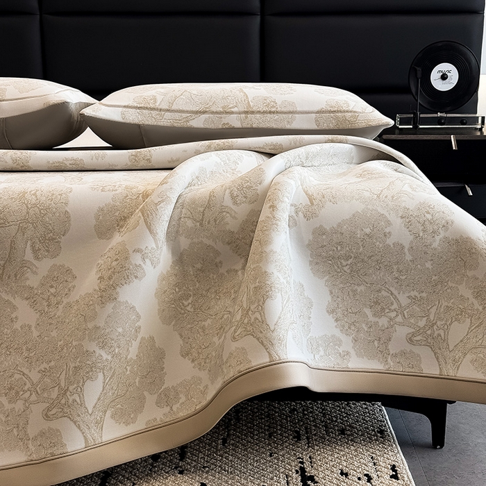 全季家居 2025新款5A乙纶全PE花卉轻奢提花凉感软凉席席子 暗香疏影-浅咖 床席