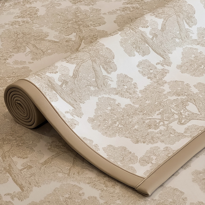 91家纺网 家纺一手货源 找家纺 全季家居 2025新款5A乙纶全PE花卉轻奢提花凉感软凉席席子 暗香疏影-浅咖 床席