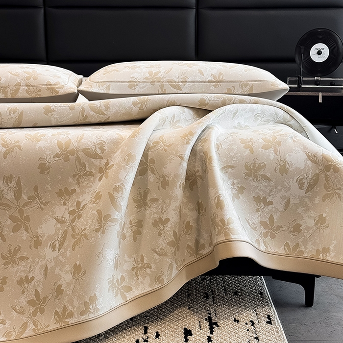 全季家居 2025新款5A乙纶全PE花卉轻奢提花凉感软凉席席子 繁花似锦-浅咖 床席