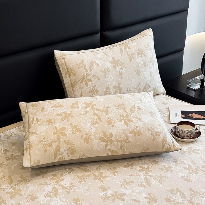 91家纺网 家纺一手货源 找家纺 全季家居 2025新款5A乙纶全PE花卉轻奢提花凉感软凉席席子 繁花似锦-浅咖 床席