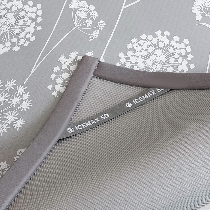 91家纺网 家纺一手货源 找家纺 全季家居 2025新款5A乙纶全PE花卉轻奢提花凉感软凉席席子 落盏-浅灰 床席