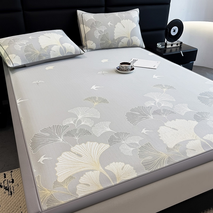 91家纺网 家纺一手货源 找家纺 全季家居 2025新款5A乙纶全PE花卉轻奢提花凉感软凉席席子 漫香银杏 床席