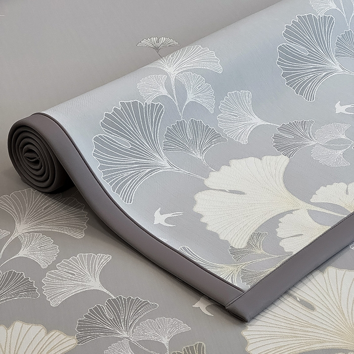 91家纺网 家纺一手货源 找家纺 全季家居 2025新款5A乙纶全PE花卉轻奢提花凉感软凉席席子 漫香银杏 床席