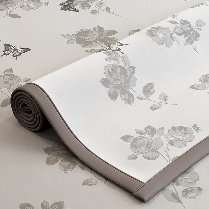 91家纺网 家纺一手货源 找家纺 全季家居 2025新款5A乙纶全PE花卉轻奢提花凉感软凉席席子 玫瑰蝶影 床席