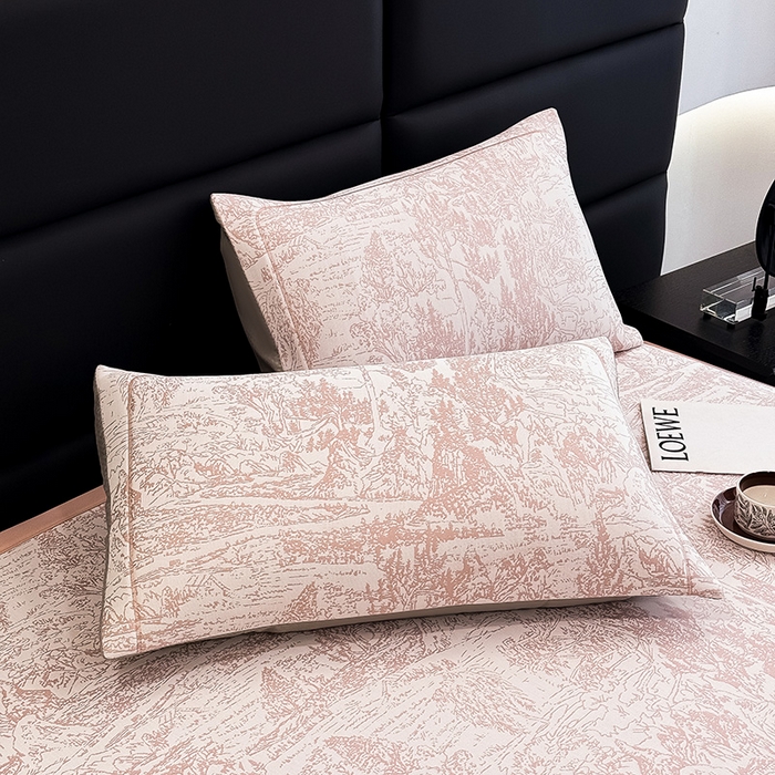 91家纺网 家纺一手货源 找家纺 全季家居 2025新款5A乙纶全PE花卉轻奢提花凉感软凉席席子 莫奈-淡粉 床席