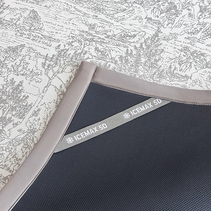 91家纺网 家纺一手货源 找家纺 全季家居 2025新款5A乙纶全PE花卉轻奢提花凉感软凉席席子 莫奈-浅灰 床席