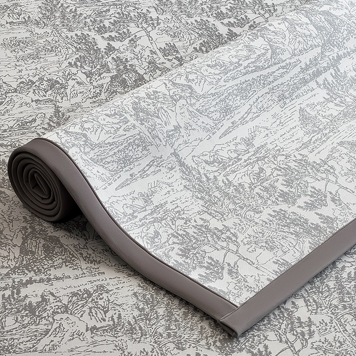 91家纺网 家纺一手货源 找家纺 全季家居 2025新款5A乙纶全PE花卉轻奢提花凉感软凉席席子 莫奈-浅灰 床席