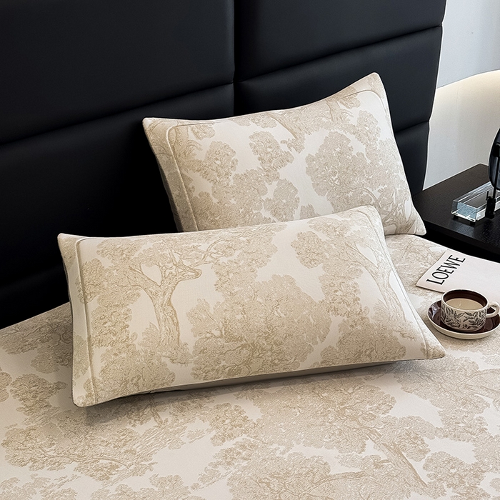 91家纺网 家纺一手货源 找家纺 全季家居 2025新款5A乙纶全PE花卉轻奢提花凉感软凉席席子 暗香疏影-浅咖