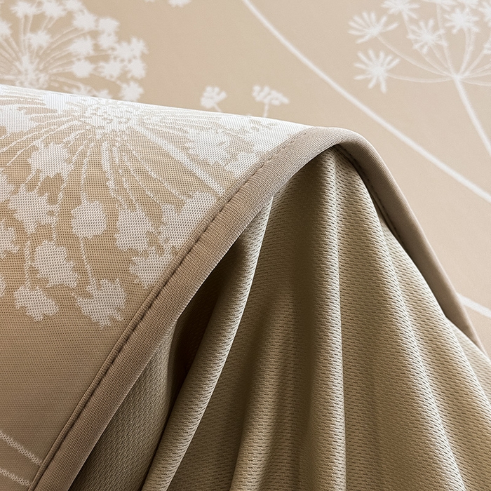 91家纺网 家纺一手货源 找家纺 全季家居 2025新款5A乙纶全PE花卉轻奢提花凉感软凉席席子 落盏-浅咖 床笠