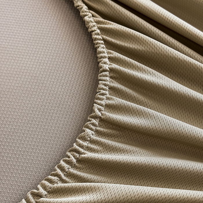 91家纺网 家纺一手货源 找家纺 全季家居 2025新款5A乙纶全PE花卉轻奢提花凉感软凉席席子 落盏-浅咖 床笠