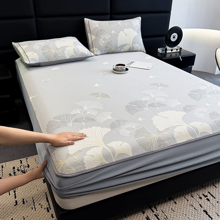 全季家居 2025新款5A乙纶全PE花卉轻奢提花凉感软凉席席子 漫香银杏 床笠