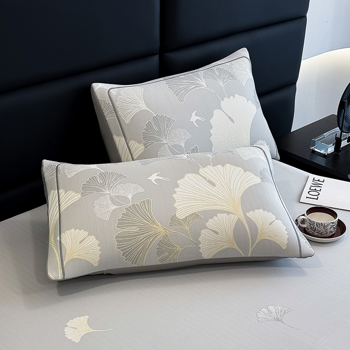 91家纺网 家纺一手货源 找家纺 全季家居 2025新款5A乙纶全PE花卉轻奢提花凉感软凉席席子 漫香银杏 床笠