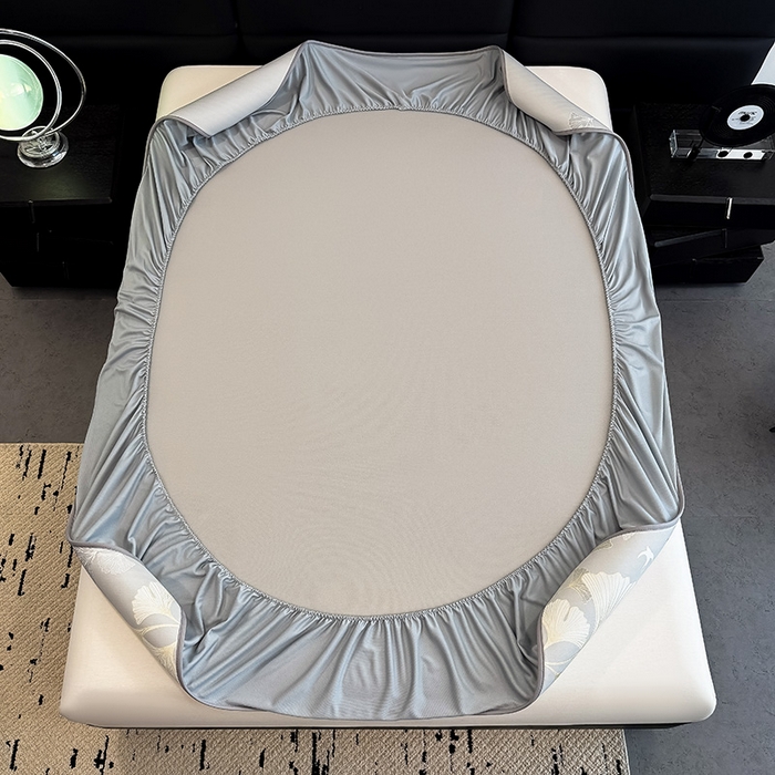 91家纺网 家纺一手货源 找家纺 全季家居 2025新款5A乙纶全PE花卉轻奢提花凉感软凉席席子 漫香银杏 床笠