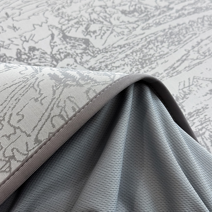 91家纺网 家纺一手货源 找家纺 全季家居 2025新款5A乙纶全PE花卉轻奢提花凉感软凉席席子 莫奈-浅灰 床笠