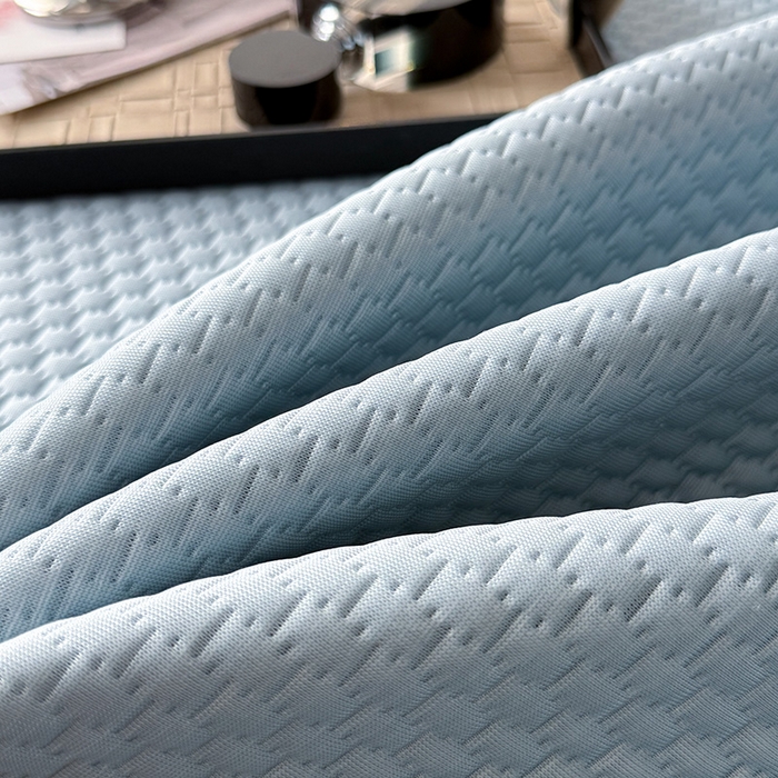 91家纺网 家纺一手货源 找家纺 全季家居 2025春夏新款A类三明治凉豆豆刺绣单枕套 枕套单件 天蓝