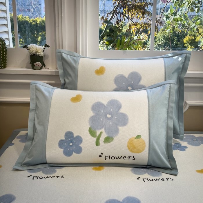 全季家居 2025春夏新款A类拼边数码印花单枕套 枕套单件 花朵