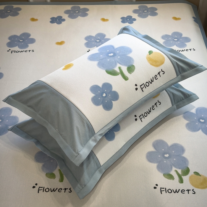 91家纺网 家纺一手货源 找家纺 全季家居 2025春夏新款A类拼边数码印花单枕套 枕套单件 花朵