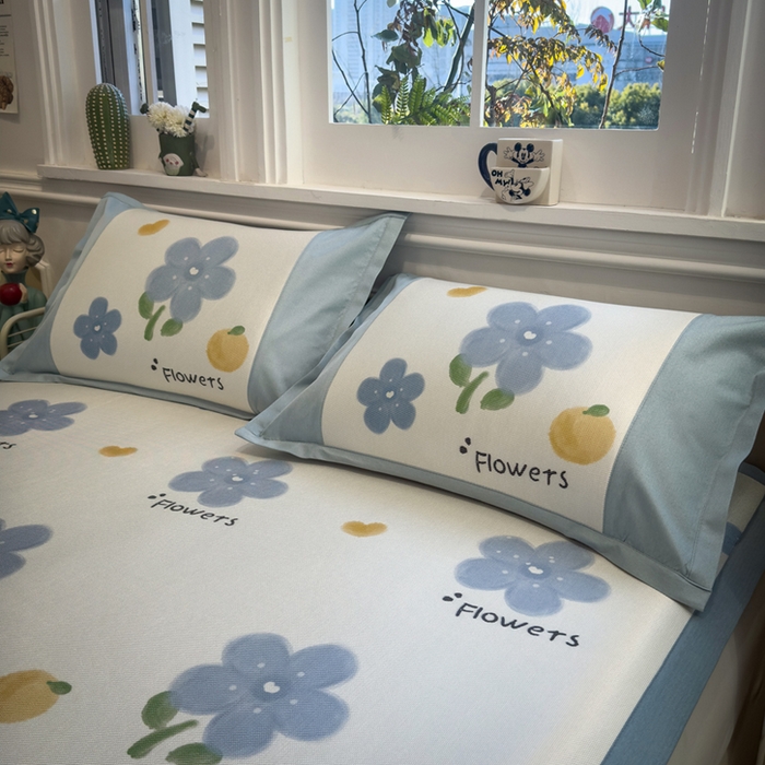 91家纺网 家纺一手货源 找家纺 全季家居 2025春夏新款A类拼边数码印花单枕套 枕套单件 花朵