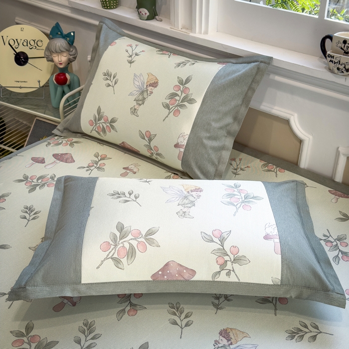 91家纺网 家纺一手货源 找家纺 全季家居 2025春夏新款A类拼边数码印花单枕套 枕套单件 花仙子