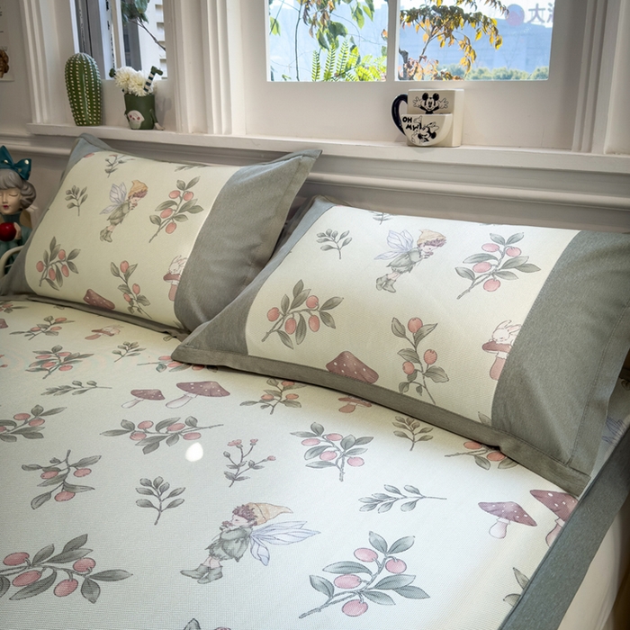 91家纺网 家纺一手货源 找家纺 全季家居 2025春夏新款A类拼边数码印花单枕套 枕套单件 花仙子