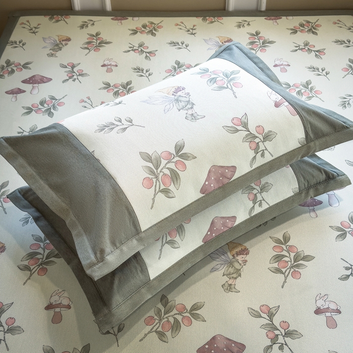 91家纺网 家纺一手货源 找家纺 全季家居 2025春夏新款A类拼边数码印花单枕套 枕套单件 花仙子