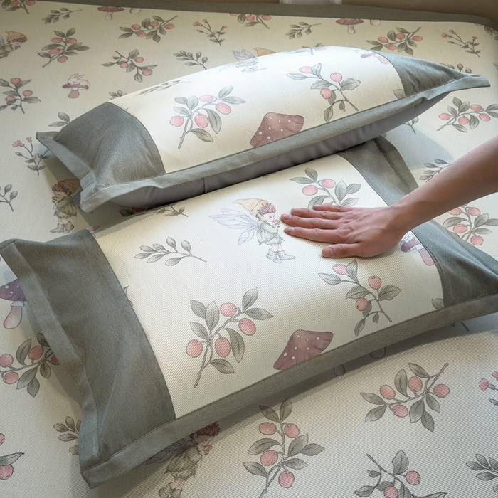 91家纺网 家纺一手货源 找家纺 全季家居 2025春夏新款A类拼边数码印花单枕套 枕套单件 花仙子