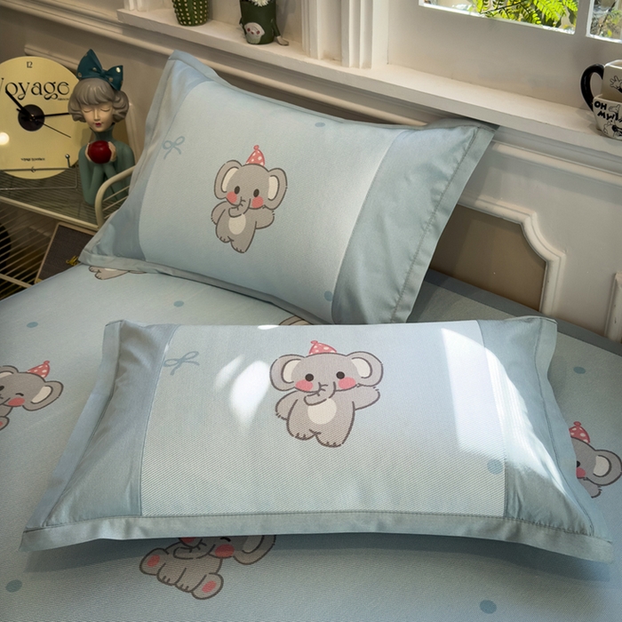 91家纺网 家纺一手货源 找家纺 全季家居 2025春夏新款A类拼边数码印花单枕套 枕套单件 可爱小象