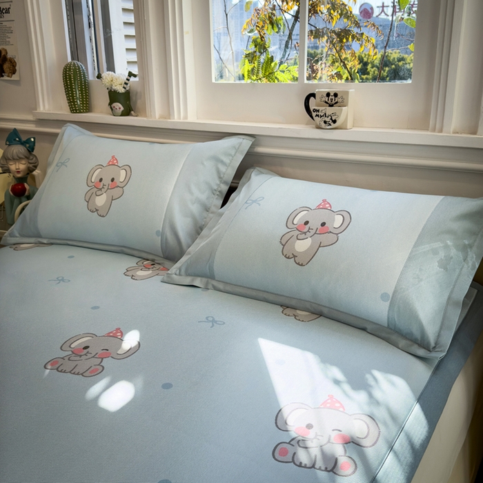 91家纺网 家纺一手货源 找家纺 全季家居 2025春夏新款A类拼边数码印花单枕套 枕套单件 可爱小象