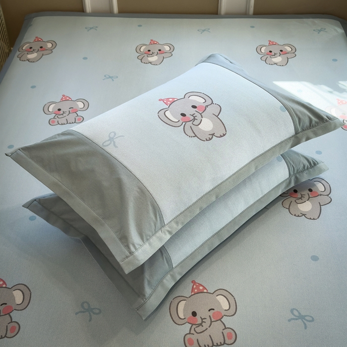 91家纺网 家纺一手货源 找家纺 全季家居 2025春夏新款A类拼边数码印花单枕套 枕套单件 可爱小象