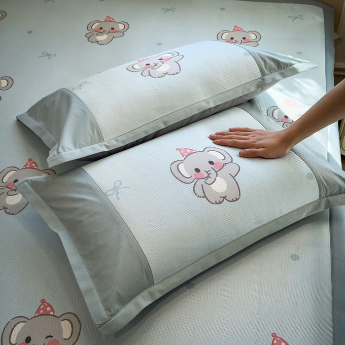 91家纺网 家纺一手货源 找家纺 全季家居 2025春夏新款A类拼边数码印花单枕套 枕套单件 可爱小象