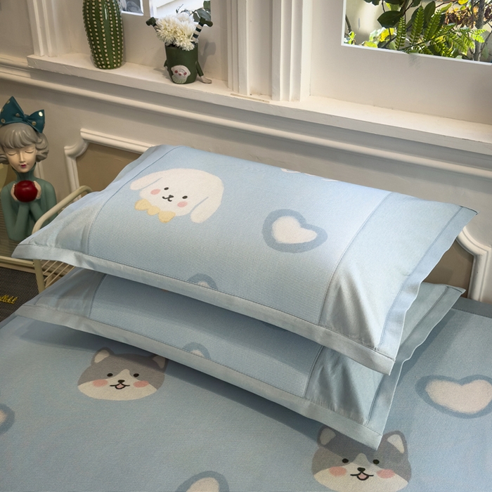 91家纺网 家纺一手货源 找家纺 全季家居 2025春夏新款A类拼边数码印花单枕套 枕套单件 萌宠乐园