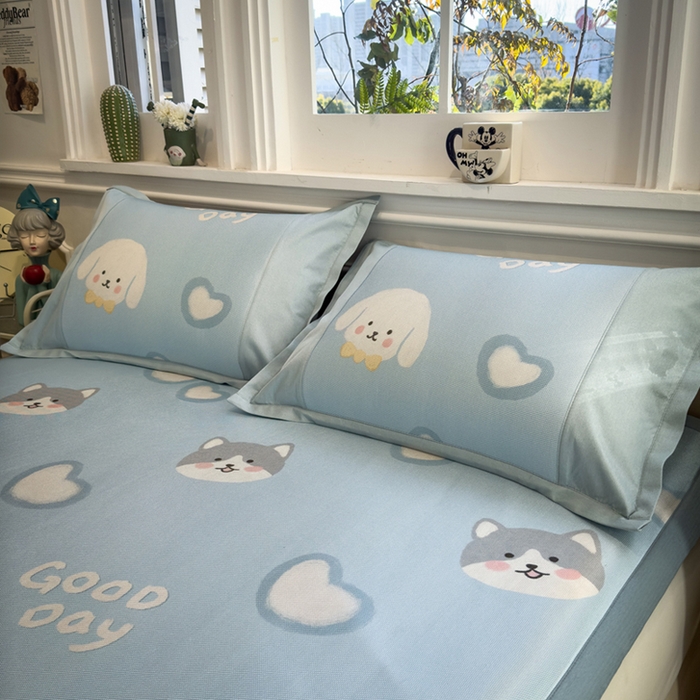 91家纺网 家纺一手货源 找家纺 全季家居 2025春夏新款A类拼边数码印花单枕套 枕套单件 萌宠乐园