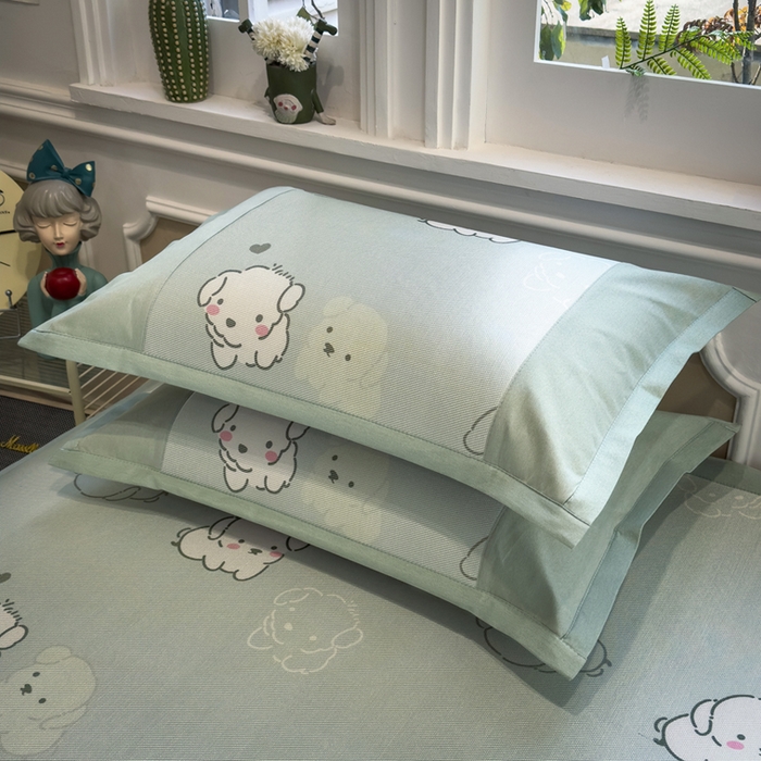 91家纺网 家纺一手货源 找家纺 全季家居 2025春夏新款A类拼边数码印花单枕套 枕套单件 萌萌狗