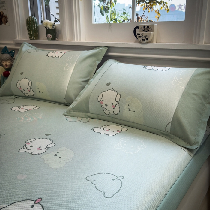 91家纺网 家纺一手货源 找家纺 全季家居 2025春夏新款A类拼边数码印花单枕套 枕套单件 萌萌狗