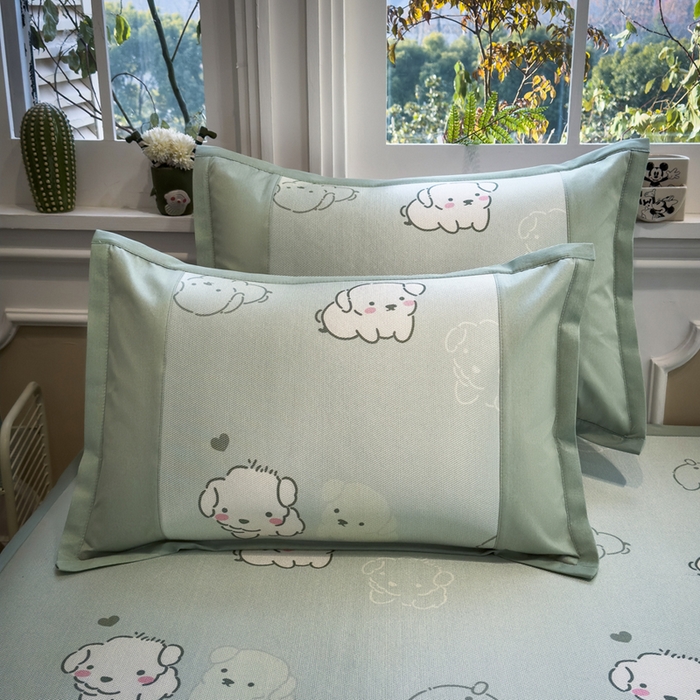 91家纺网 家纺一手货源 找家纺 全季家居 2025春夏新款A类拼边数码印花单枕套 枕套单件 萌萌狗