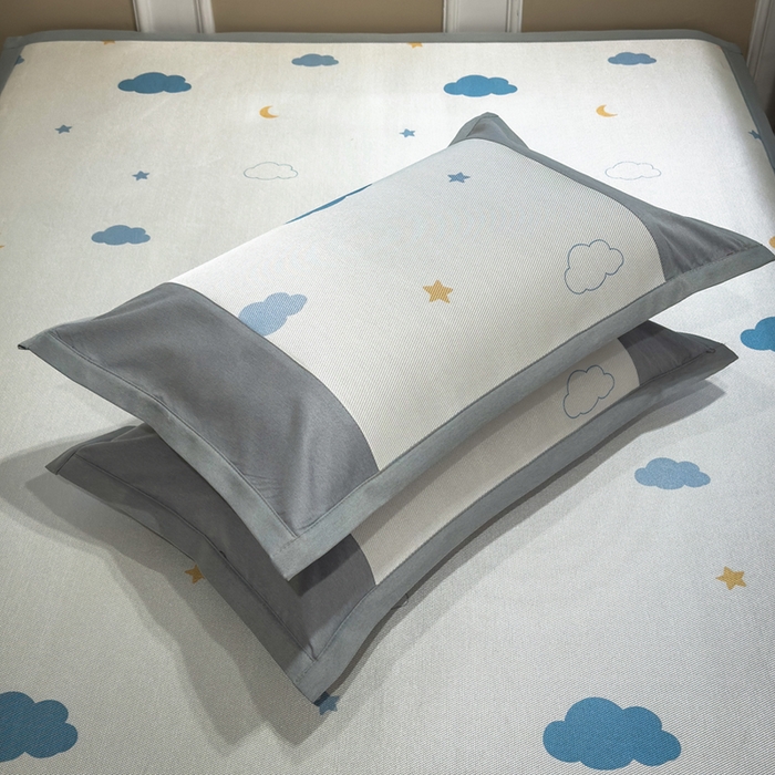 91家纺网 家纺一手货源 找家纺 全季家居 2025春夏新款A类拼边数码印花单枕套 枕套单件 晴云