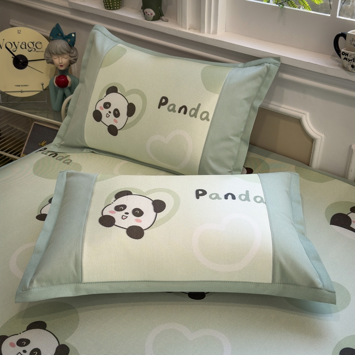 91家纺网 家纺一手货源 找家纺 全季家居 2025春夏新款A类拼边数码印花单枕套 枕套单件 小熊猫