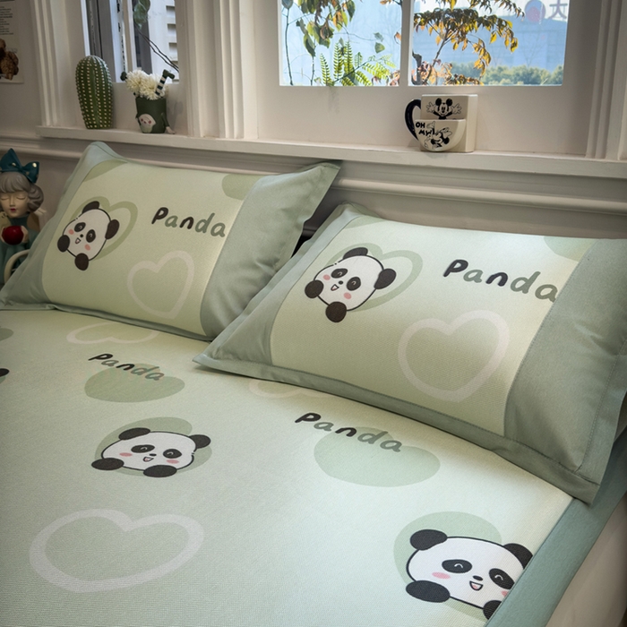 91家纺网 家纺一手货源 找家纺 全季家居 2025春夏新款A类拼边数码印花单枕套 枕套单件 小熊猫