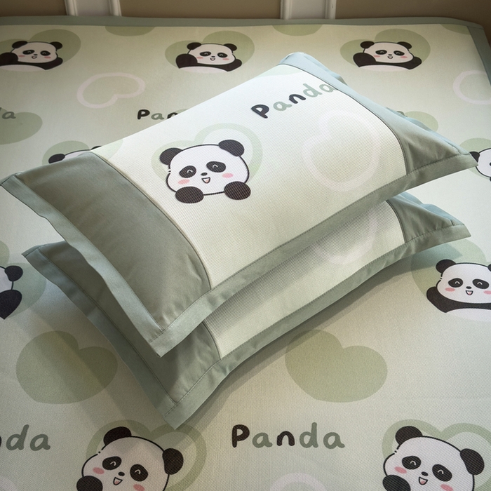 91家纺网 家纺一手货源 找家纺 全季家居 2025春夏新款A类拼边数码印花单枕套 枕套单件 小熊猫