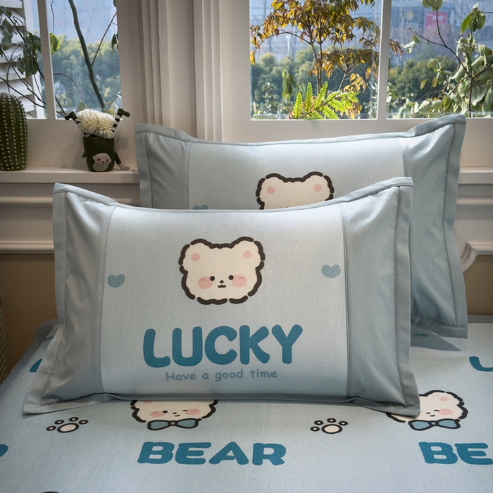 全季家居 2025春夏新款A类拼边数码印花单枕套 枕套单件 幸运熊