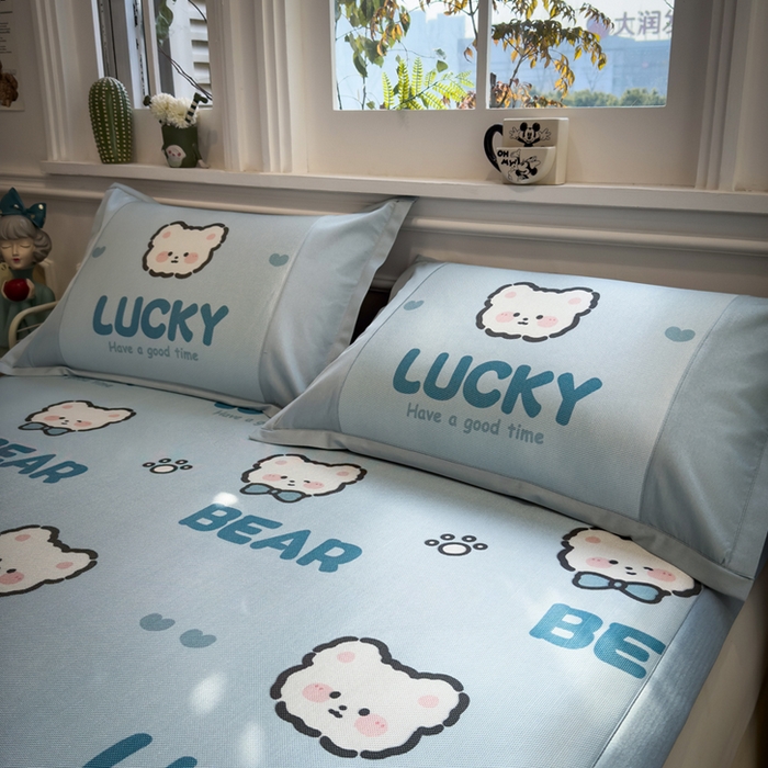91家纺网 家纺一手货源 找家纺 全季家居 2025春夏新款A类拼边数码印花单枕套 枕套单件 幸运熊