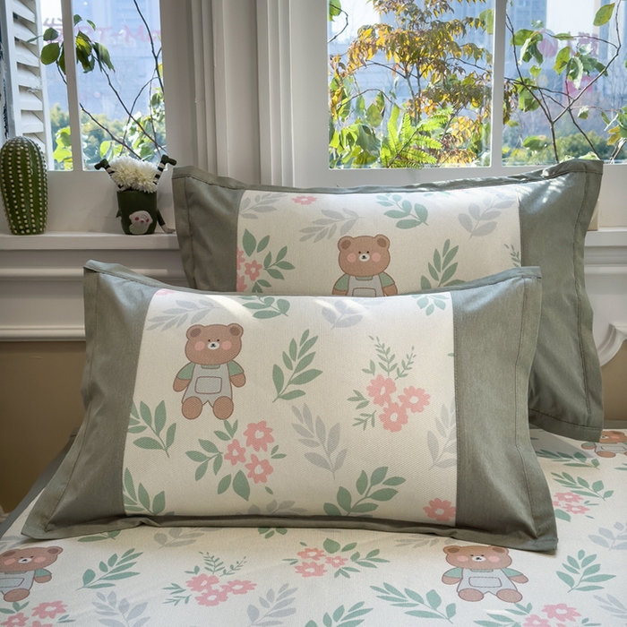 全季家居 2025春夏新款A类拼边数码印花单枕套 枕套单件 熊乐园