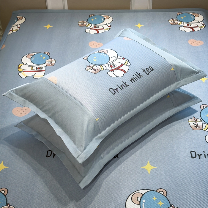 91家纺网 家纺一手货源 找家纺 全季家居 2025春夏新款A类拼边数码印花单枕套 枕套单件 宇航员