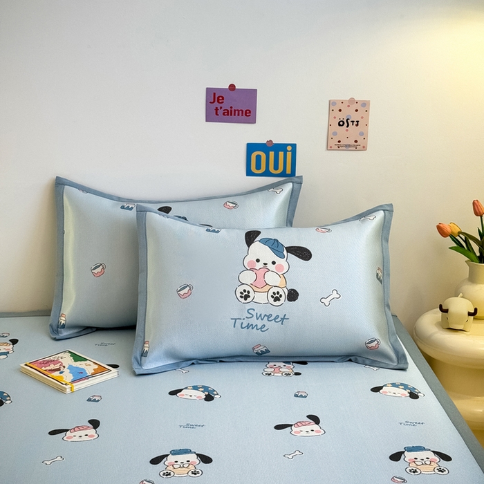 91家纺网 家纺一手货源 找家纺 全季家居 2025春夏新款A类小清新数码印花单枕套 枕套单件 调皮小狗