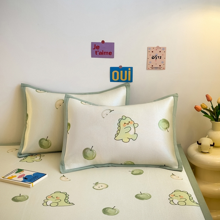 全季家居 2025春夏新款A类小清新数码印花单枕套 枕套单件 苹果恐龙