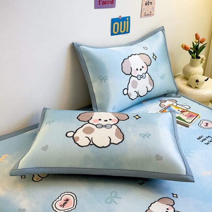 91家纺网 家纺一手货源 找家纺 全季家居 2025春夏新款A类小清新数码印花单枕套 枕套单件 微笑小狗