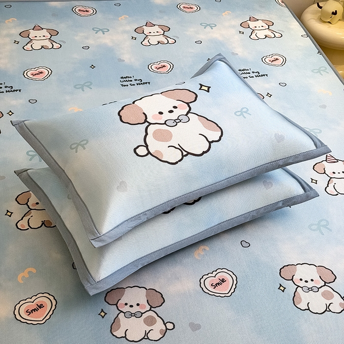 91家纺网 家纺一手货源 找家纺 全季家居 2025春夏新款A类小清新数码印花单枕套 枕套单件 微笑小狗