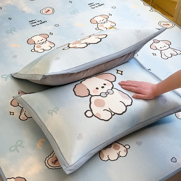 91家纺网 家纺一手货源 找家纺 全季家居 2025春夏新款A类小清新数码印花单枕套 枕套单件 微笑小狗