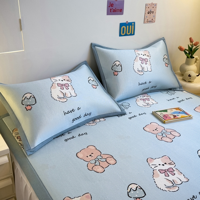 91家纺网 家纺一手货源 找家纺 全季家居 2025春夏新款A类小清新数码印花单枕套 枕套单件 雪糕猫咪